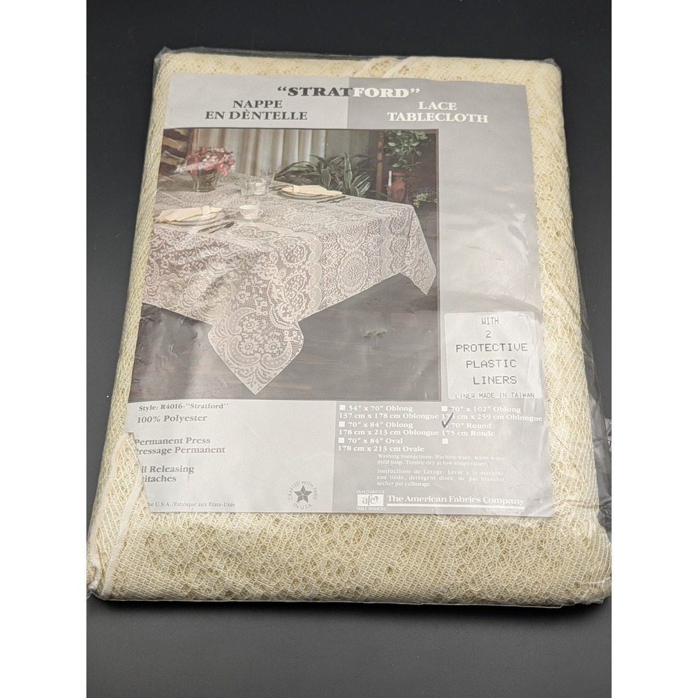 Vintage Stratford Lace Tablecloth Style R4016 Round 70" Kitchen Decor New